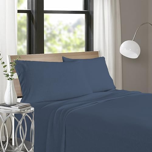 ROYALE LINENS 4-Piece King Jersey Sheet Set - 1 Fitted Sheet, 1 Flat