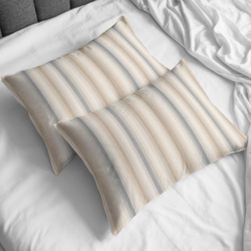 Brown Gray Striped Duvet Cover Queen Size, Modern Boho Stripes