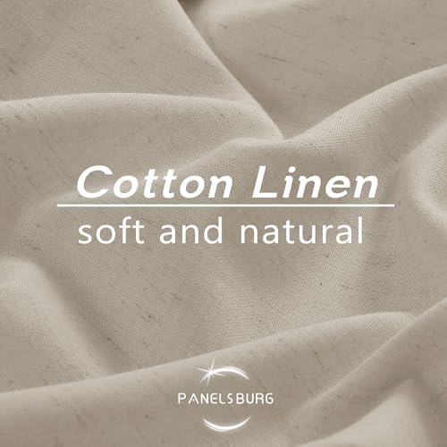 PANELSBURG Farmhouse Beige Sheer Curtains for Living Room 2 Panels