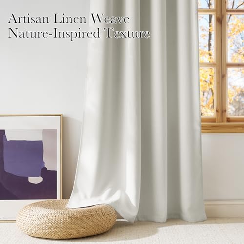 NICETOWN Natural Room Darkening Curtains 84 inches Long for Living
