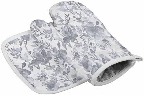 Quilted Cotton Terry Cloth Oven Mitt, Pot Holder Watercolor Gray Grey