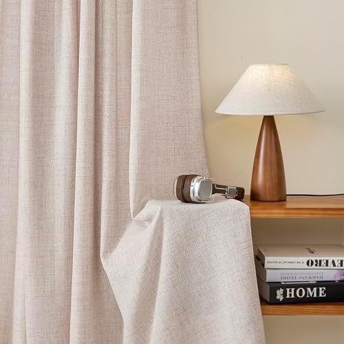 Natural Flax Linen Semi Sheer Curtains & Drapes 108 Inches Long Pinch