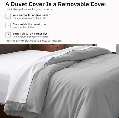 California Design Den Luxury Twin XL Duvet Covers, Light Grey