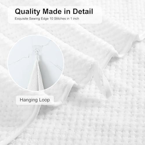 2 Pcs White Hand Towel Set 16"x31" Soft Highly Absorbent Quick Dry