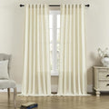 DONREN Cream Linen Curtains 84 Inch Length for Bedroom 2 Panels Back