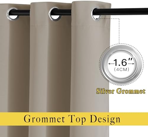 NICETOWN Blackout Taupe Curtains 84 inches Long, Grommet Room