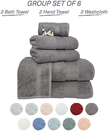 Hencely 6-Piece Bath Towel Set - High Absorbency, Quick Drying - 100%