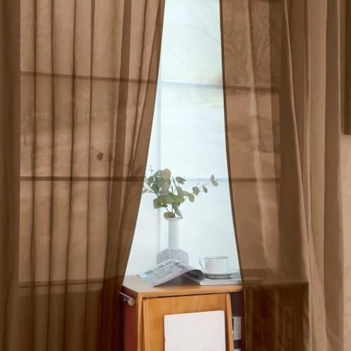 youleyar Solid Sheer Rod Pocket Curtain Voile Draperies 2 Panels White