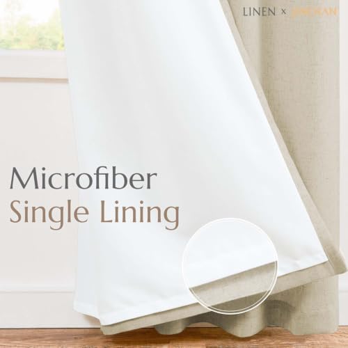 jinchan Lined Linen Curtains Light Filtering Back Tab 50x108 Inch 2