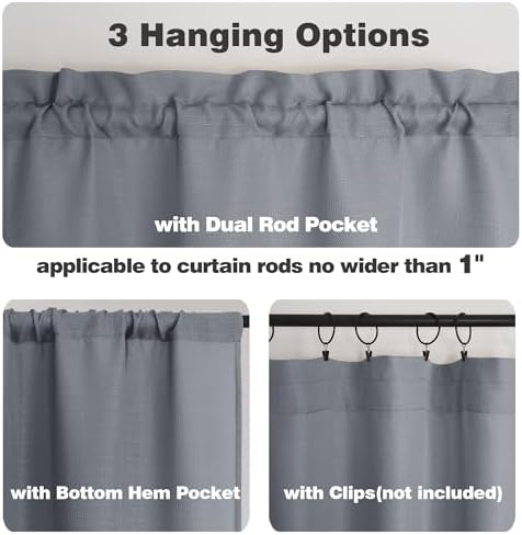 Chyhomenyc Dark Grey Curtains 63 Inch Length 2 Panels, Faux Linen