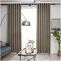 Epinki Living Room Curtains Set of 2, Linen Coffee Solid Color Grommet