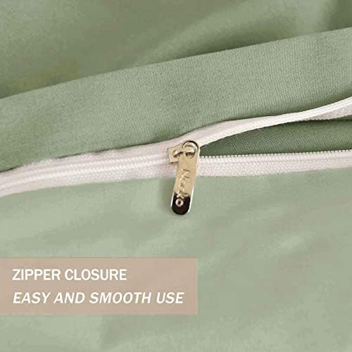 Nanko Queen Duvet Cover Set, Sage Green Luxury Soft Microfiber