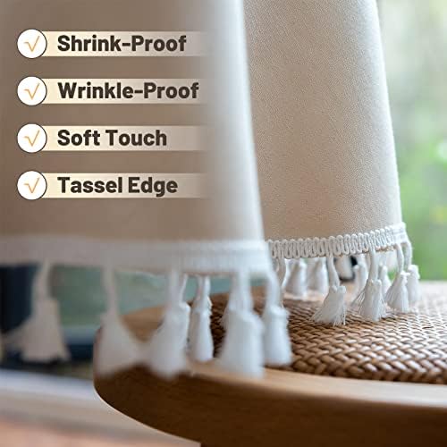Jeloris Round Solid Color Tablecloth with Tassels Wrinkle Free Heavy