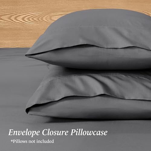 Cotton 4Pcs-Bed Sheet Set King 16" Deep Pocket Dark Grey