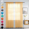 youleyar Solid Sheer Rod Pocket Curtain Voile Draperies 2 Panels White
