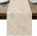 Beige Ivory Blocks Table Runner 72 inches Long Modern Abstract Art