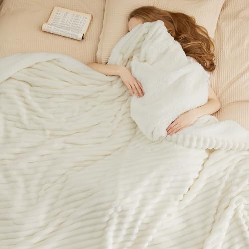 Bedsure Soft Sherpa Blanket Fluffy White Gift King 108"x90"