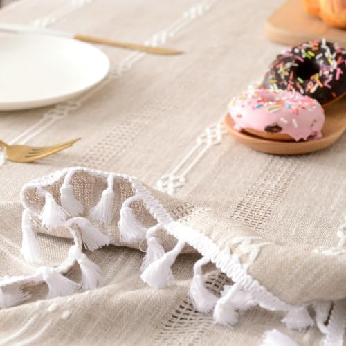 Beydodo Dining Room Table Cloth Round 70 inch, Linen Look with
