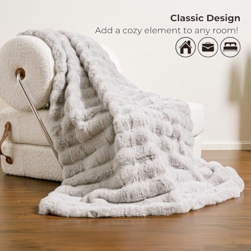 The Southampton Blanket - Faux Rabbit Fur Basketweave Throw Blanket