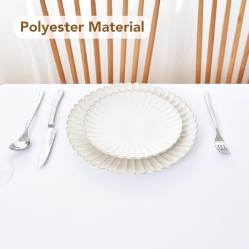NEWISHER White Oval Tablecloth 60x84 inch, Heavy Duty Polyester Fabric