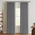 Dark Grey Total Blackout Linen Pinch Pleated Curtains 84 Inches Long