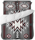 4 Piece Duvet Cover Set for Full Size Bed,Retro Bohemian Gray Pattern