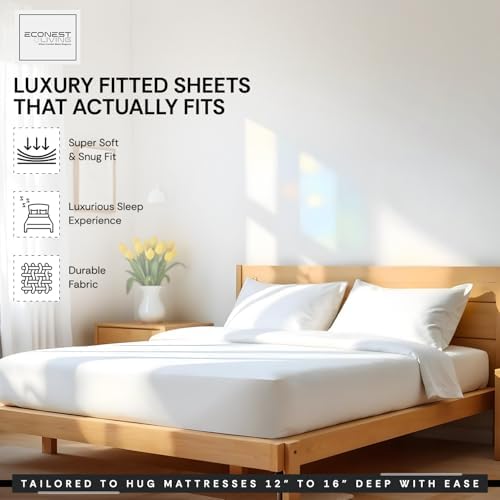 100% Egyptian Cotton California King Fitted Sheet, 800 TC, Soft, White