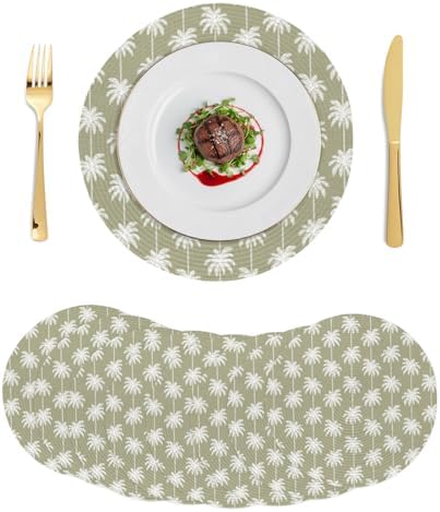 Rustic Tropical Trees Round Braided Placemats Set of Set of 8 Heat