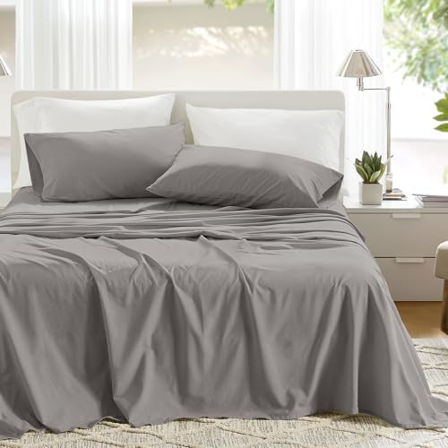 Comfort Spaces 100% Cotton Percale Sheets King Sheet Set 4 Pcs, Dark