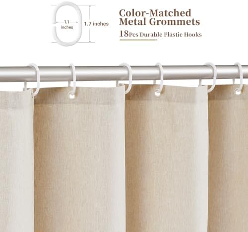 BTTN 108x72 Boho Scalloped Linen Textured Cloth Shower Curtain