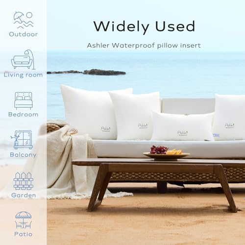 Ashler 12 x 20 Waterproof Throw Pillow Inserts Set of 2, Outdoor