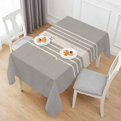 Vintage Gray Beige Stripe Rectangle Tablecloth 60x120
