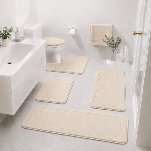 Bathroom Rugs Sets 5 Piece Memory Foam, Plush Comfort, Ultra
