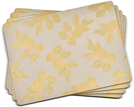 Pimpernel Sara Miller Etched Leaves Placemats, Set of 4 - Light Grey