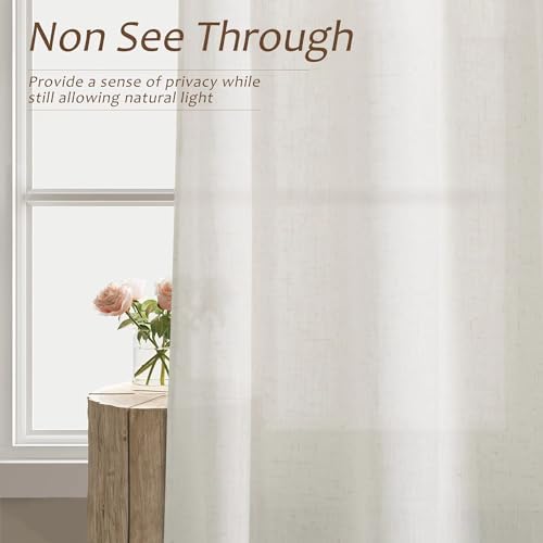 Aersas Extra Long Linen Curtains 110 Inches for Living Room Grommet