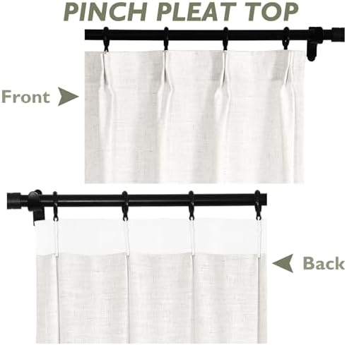 Fcosie Beige White Extra Long Natural Linen Curtains 120 Inches Long