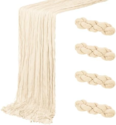 4 Pack Ivory Cheesecloth Table Runner 20 x 120 inch Gauze Table