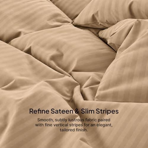 Egyptian Cotton Duvet Cover, Hotel Bedding, King, Beige Striped