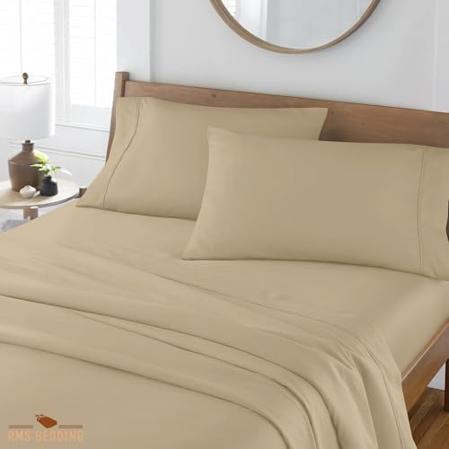 Cotton Home- 4 Pieces Queen Size Taupe Color Sheet Set – Fit Mattress