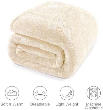 Whale Flotilla Plush Blanket for Bed King Size, Light Champagne