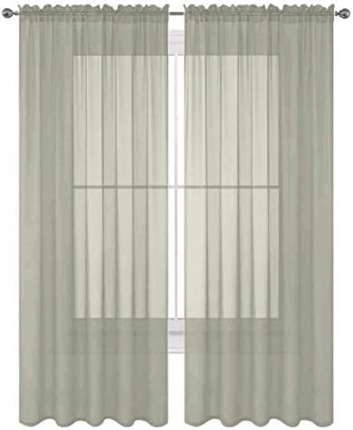 2 PC Solid Rod Pocket Sheer Window Curtain Treatment Drape Voile