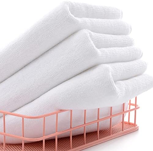 6 Piece Pure White Towel Set-Thick Face Towel,32 Double Strands,Fine