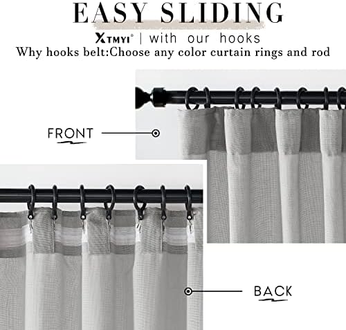 Light Gray Curtains 84 Inches Long 2 Panels Sets,Semi Sheer Linen Back