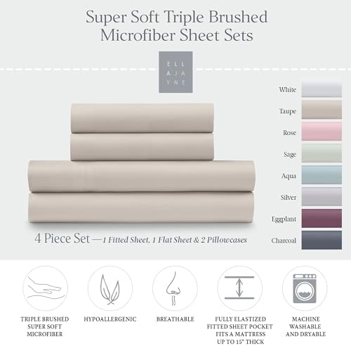 Ella Jayne Super Soft Triple Brushed Cozy Touch Sheet Set, 3-pc