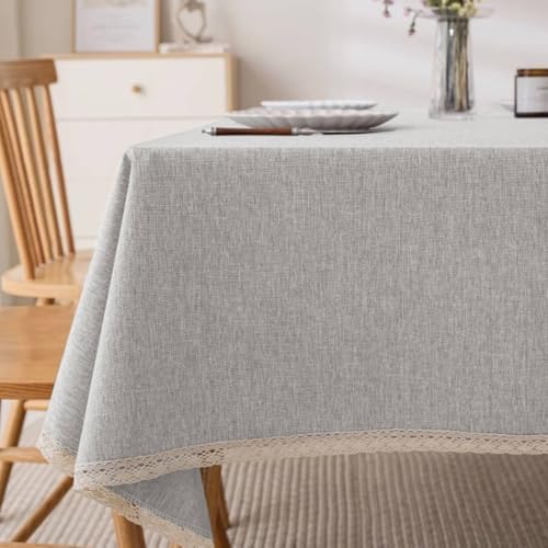 Cotton Linen Banquet Tablecloths, Light Grey