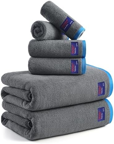 REDKISS 6 Piece Bath Towel Set, 100% Cotton, Soft Absorbent 600 GSM
