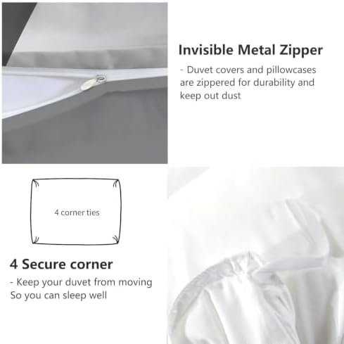 Queen Duvet Cover Set Grey, Duvet Cover Set Microfiber, Zipper