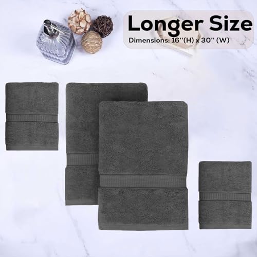 GOLD TEXTILES Premium Grey Hand Towels for Bathroom Bulk - 100% Ring