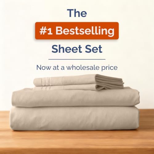 Pack of 2, Full Size 4 Piece Sheet Set - Breathable & Cooling - Cream