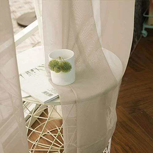 MIULEE 2 Panels Solid Color Beige Sheer Curtains Elegant Grommet